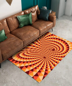 Psychedelic Groovy Colorful Optical Illusion Vaporwave 70s Style Area Rug