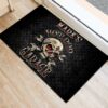 Personalized Hot Rod Skull Garage Door Mat