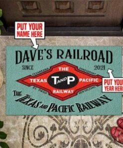 Personalized Texas And Pacific Railroad Door Mat