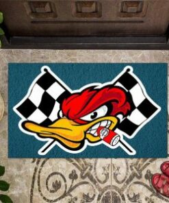 Hot Rod Duck Speed Shop Door Mat