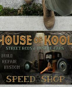 Hot Rod House Of Kool Speed Shop Door Mat