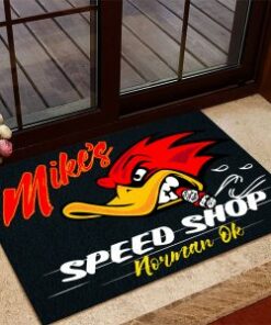 Personalized Mr Horsepower Hot Rod Garage Speed Shop Door Mat