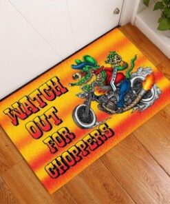 Rat Fink Watch Out For Choppers Hot Rod Door Mat