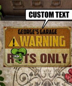 Personalized Hot Rod Rat Only Shop Door Mat