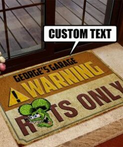 Personalized Hot Rod Rat Only Shop Door Mat