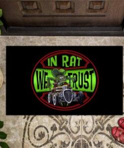 In Rat We Trust Rat Fink Hot Rod Door Mat
