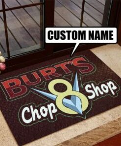 Personalized V8 Chop Shop Garage Hot Rod Door Mat