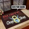 Personalized V8 Chop Shop Garage Hot Rod Door Mat