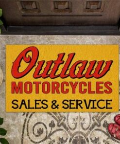 Personalized Hot Rod Outlaw Motorcycles Door Mat