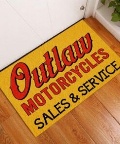 Personalized Hot Rod Outlaw Motorcycles Door Mat