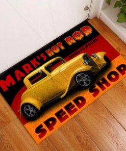 Personalized Hot Rod Garage Speed Shop Door Mat