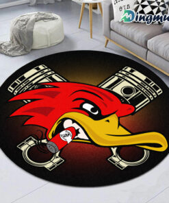 Custom Hot Rod Duck Hot Rod Garage Round Rug