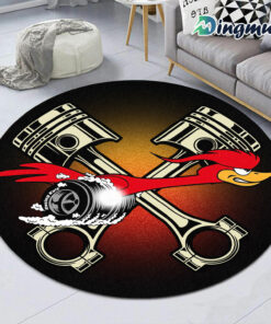 Personalized Hot Rod Garage Old School Round Rug