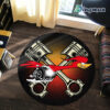 Personalized Hot Rod Garage Old School Round Rug