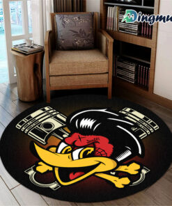 Personalized Hot Rod Mr Horsepower Woodpecker Round Rug