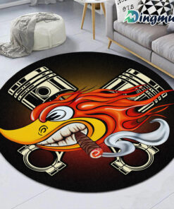 Personalized Speed Shop Hot Rod Shop Mr Horsepower Round Rug