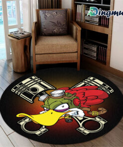 Custom Hot Rod Speed Shop Woodpecker Round Rug