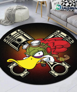 Custom Hot Rod Speed Shop Woodpecker Round Rug