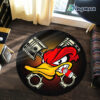 Personalized Hot Rod Duck Speed Shop Woodpecker Round Rug
