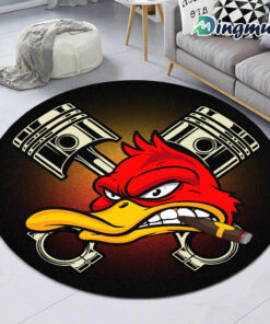 Duck Hot Rod Garage Round Rug