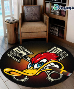 Personalized Hot Rod Garage Speed Shop Hot Rod Duck Round Rug
