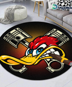 Personalized Hot Rod Garage Speed Shop Hot Rod Duck Round Rug