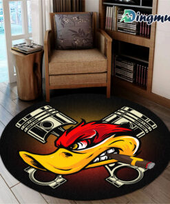 Personalized Hot Rod Duck Kustom Kultrure Garage Speed Shop Round Rug