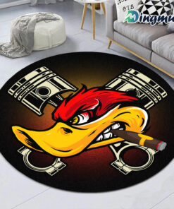 Personalized Hot Rod Duck Kustom Kultrure Garage Speed Shop Round Rug