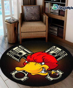 Personalized Kustom Kultrure Old School Hot Rod Duck Garage Round Rug