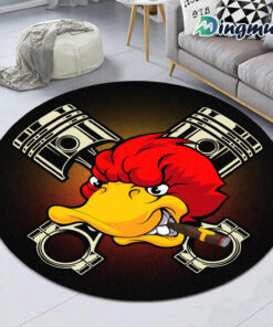 Personalized Kustom Kultrure Old School Hot Rod Duck Garage Round Rug