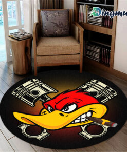 Personalized Speed Shop Hot Rod Duck Round Rug