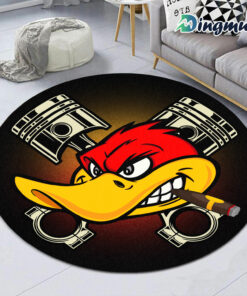 Personalized Speed Shop Hot Rod Duck Round Rug