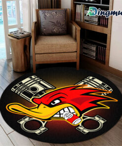 Personalized Hot Rod Speed Shop Woodpecker Round Rug