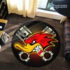 Personalized Hot Rod Speed Shop Woodpecker Round Rug