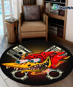 Woodpecker Hot Rod Round Rug