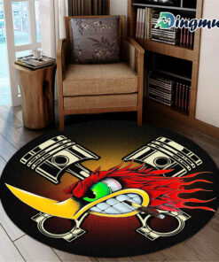 Personalized Hot Rod Kustom Kultrure Garage Speed Shop Round Rug