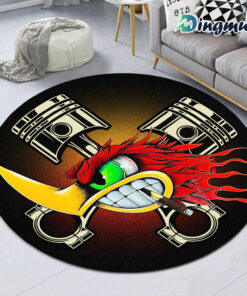 Personalized Hot Rod Kustom Kultrure Garage Speed Shop Round Rug