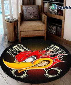 Personalized Kustom Kultrure Old School Hot Rod Mr Horsepower Built Not Bought Garage Round Rug