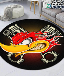 Personalized Kustom Kultrure Old School Hot Rod Mr Horsepower Built Not Bought Garage Round Rug
