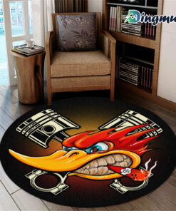Mr Horsepower Hot Rod Garage Round Rug