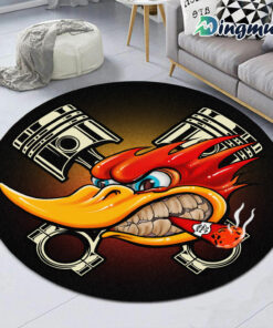 Mr Horsepower Hot Rod Garage Round Rug