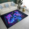 Game Controller Area Rug with Hot Pink Floor Mats for Bedroom and Living Room