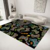 Large Gamer Non-Slip Polyester Area Rug with Printed Gamepad Design