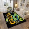 Black Video Game Carpet with Non-Slip Backing for Boys Bedroom Area Rug