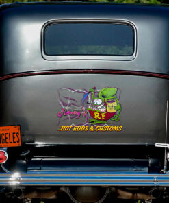 Alternative view of Personalized Rat Fink Speed Hot Rod And Customs Shop Vinyl Wrap Sticker