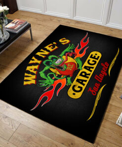 Alternative view of Personalized Rat Fink Fire Hot Rod Speed Shop Area Rug