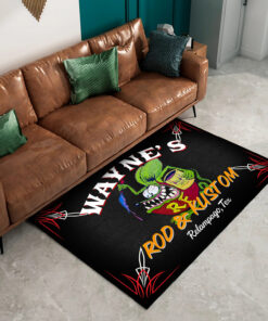 Alternative view of Personalized Rat Fink  Rod And Kusom Hot Rod Speed Shop Area Rug