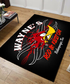 Alternative view of Personalized Mr Horsepower  Devil Rod And Kusom Pinstripe Speed Shop Area Rug