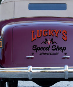 Alternative view of Personalized Pin Up Girl Hot Rod Pinstripe Speed Shop Stickers