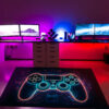 Introducing our latest addition to the store, the Neon Lights Effect Game Controller Design Area Rug! This rug is the perfect addition to any game room, adding a touch of excitement and energy to your gaming experience. Featuring a unique and eye-catching design of a game controller with a neon lights effect, this rug is sure to impress your friends and family. The vibrant colors and bold design will make any game room feel more fun and inviting. Not only does it look great, but it's also made with high-quality materials to ensure durability and longevity. The soft and comfortable surface of the rug will make it a joy to walk and sit on, even during long gaming sessions. Cleaning and maintenance is also easy, making this rug a practical choice for any household. The low pile height makes it easy to vacuum, while the stain-resistant material makes it easy to wipe clean. Upgrade your game room with the Neon Lights Effect Game Controller Design Area Rug today and take your gaming experience to the next level. Order now and enjoy the fun and functionality of this awesome rug!